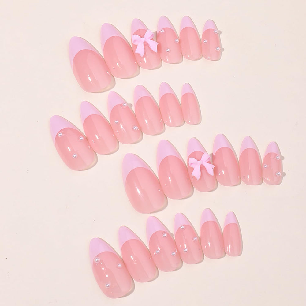GRITOSE diseño 3D lazo rosado y perla para realzar las uñas