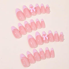 GRITOSE diseño 3D lazo rosado y perla para realzar las uñas