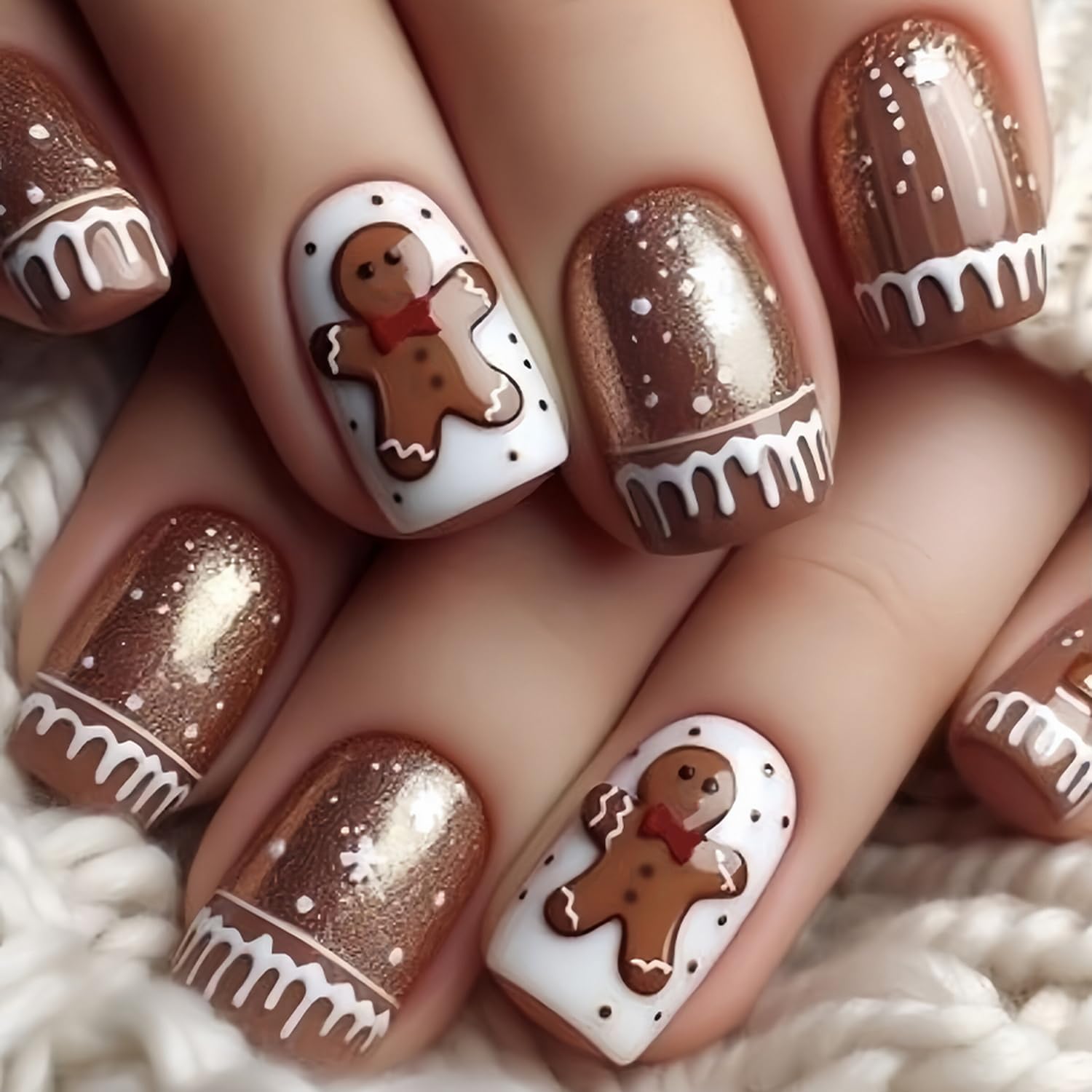 GRITOSE uñas navidenas falsas cubiertas para look festivo rapido