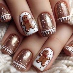 GRITOSE uñas navidenas falsas cubiertas para look festivo rapido