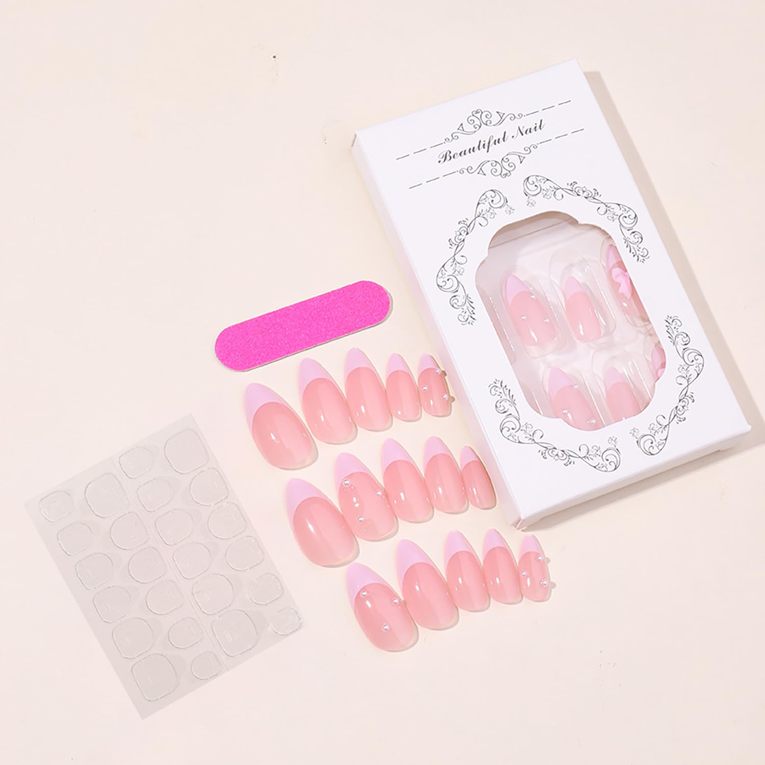 GRITOSE uñas postizas rosadas de cobertura completa para looks diarios