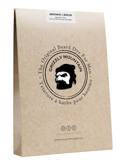 Tinte para barba Grizzly Mountain en envase marrón para color natural.