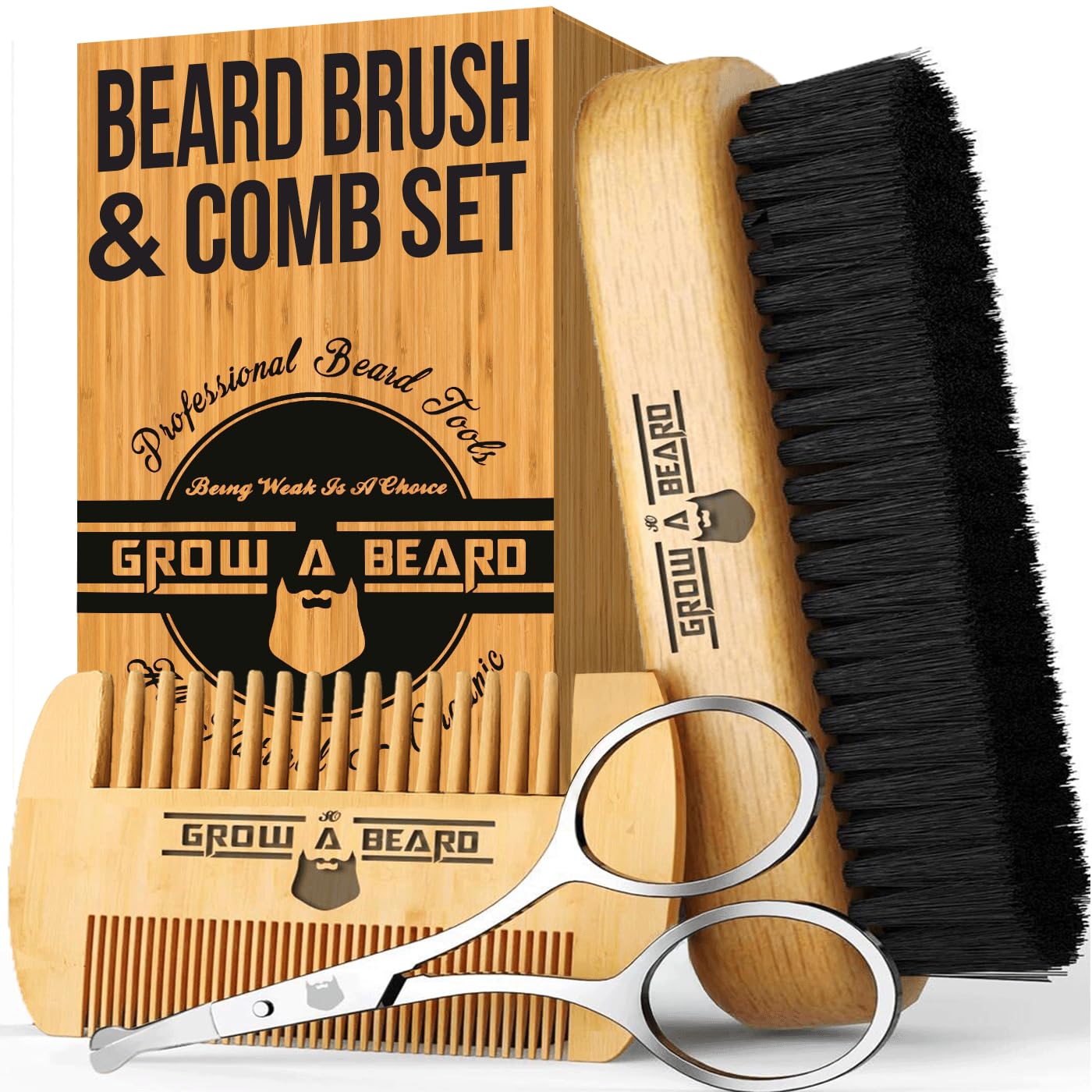Cepillo Grow Alpha Beard con cerda natural para suavizar la barba