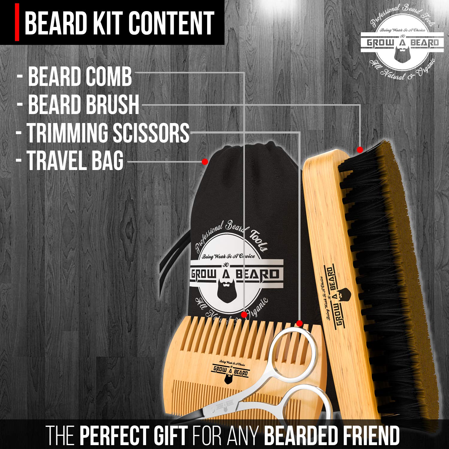 Materiales sostenibles: cepillo y peine Grow Alpha Beard duraderos