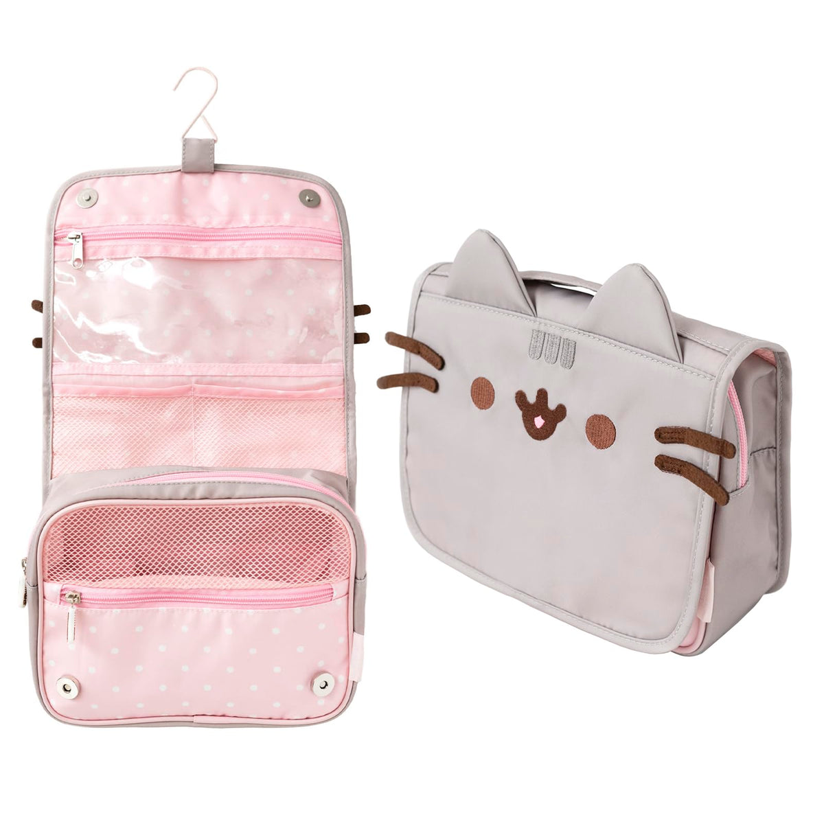 Bolsa de viaje Pusheen de Grupo Erik con gancho para colgar y organizar cosméticos.