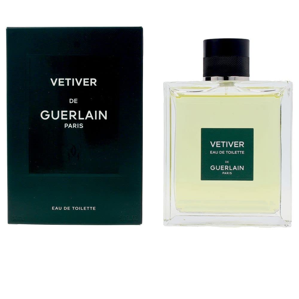 Guerlain Vetiver, frasco de eau de toilette, aroma amaderado duradero para uso diario.