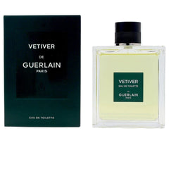 Guerlain Vetiver, frasco de eau de toilette, aroma amaderado duradero para uso diario.