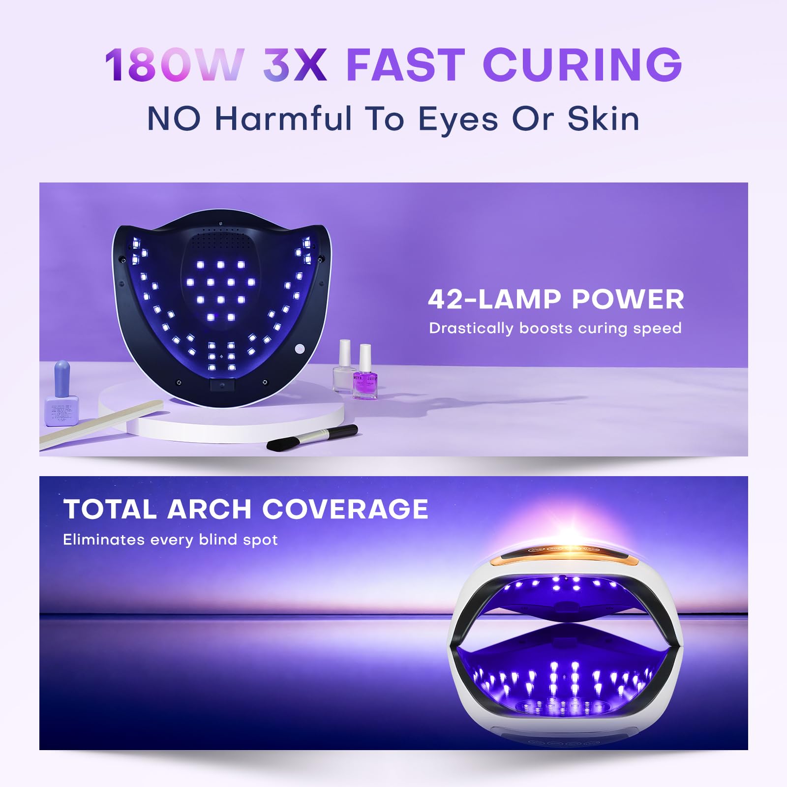 Gugusure 180W nail lamp bead coverage for even curing