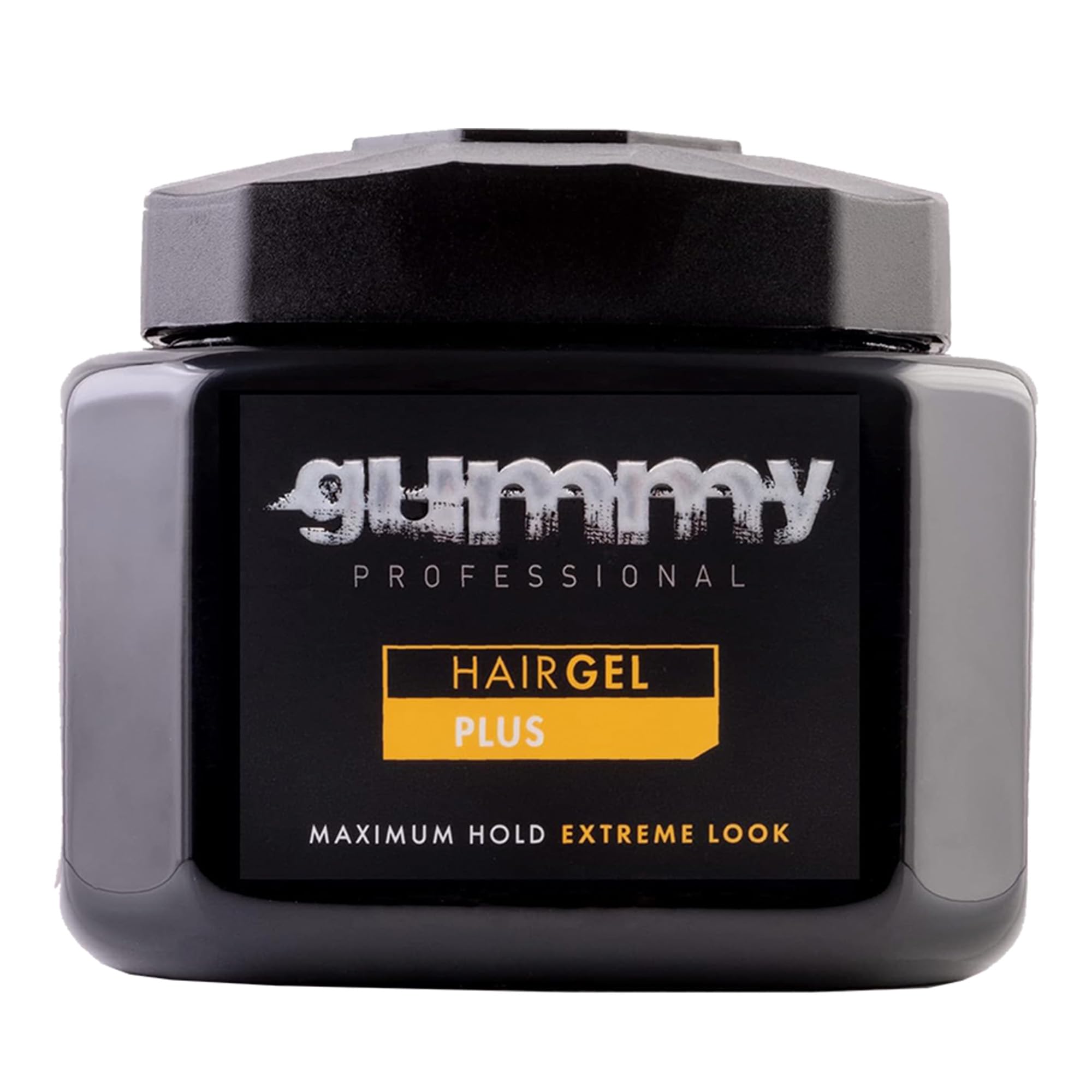 Gummy Professional Plus Gel en bote de 700 ml, fijación intensa para peinados duraderos.