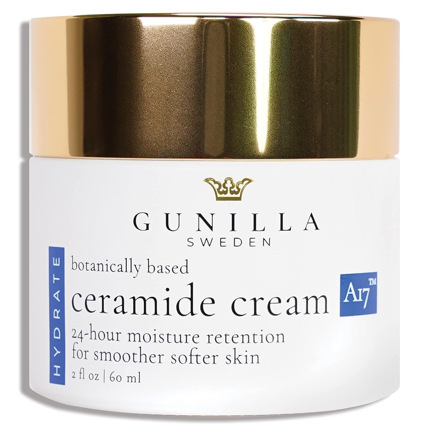 Gunilla Of Sweden crema ceramidas en bote de vidrio, hidratación duradera para piel seca