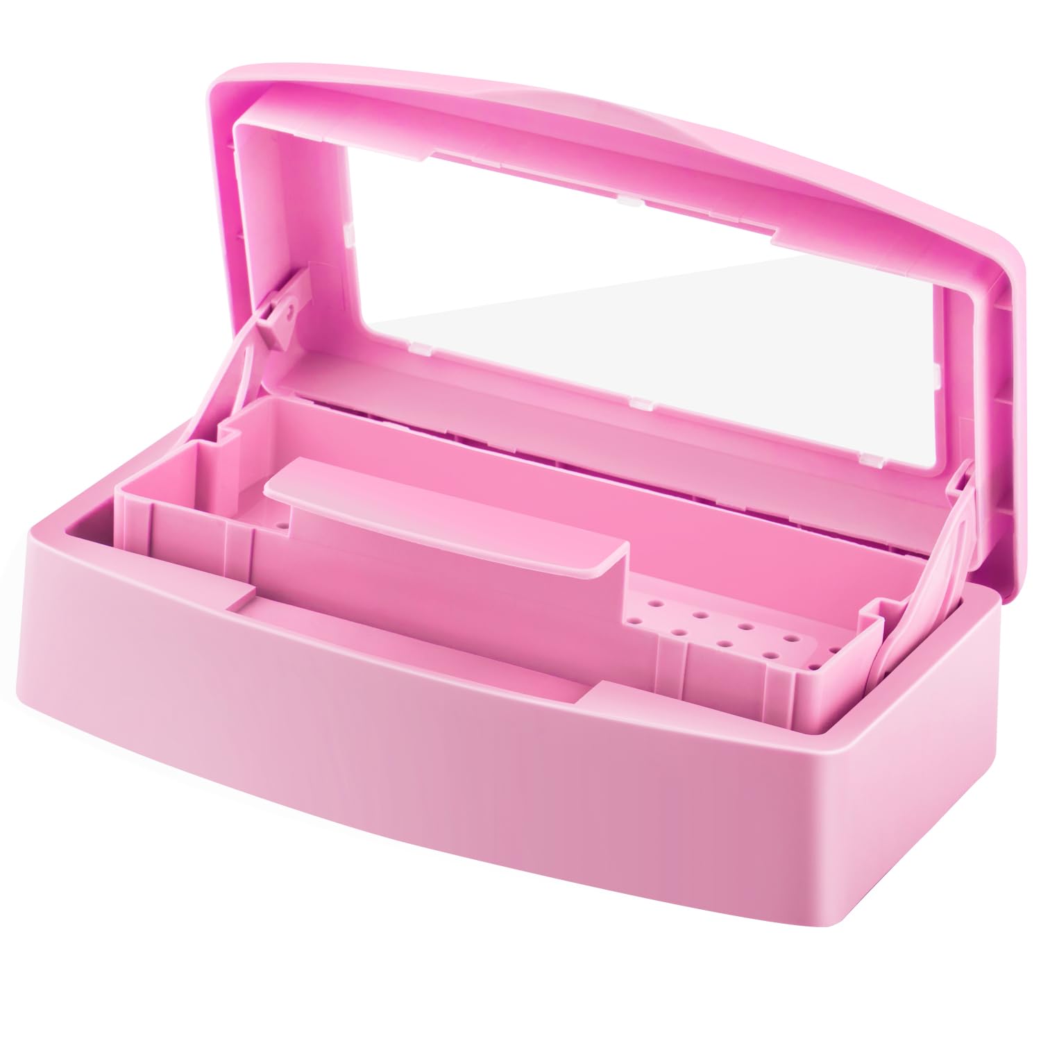 Gusnilo caja esterilizadora con tapa rosa, desinfección segura de herramientas de uñas