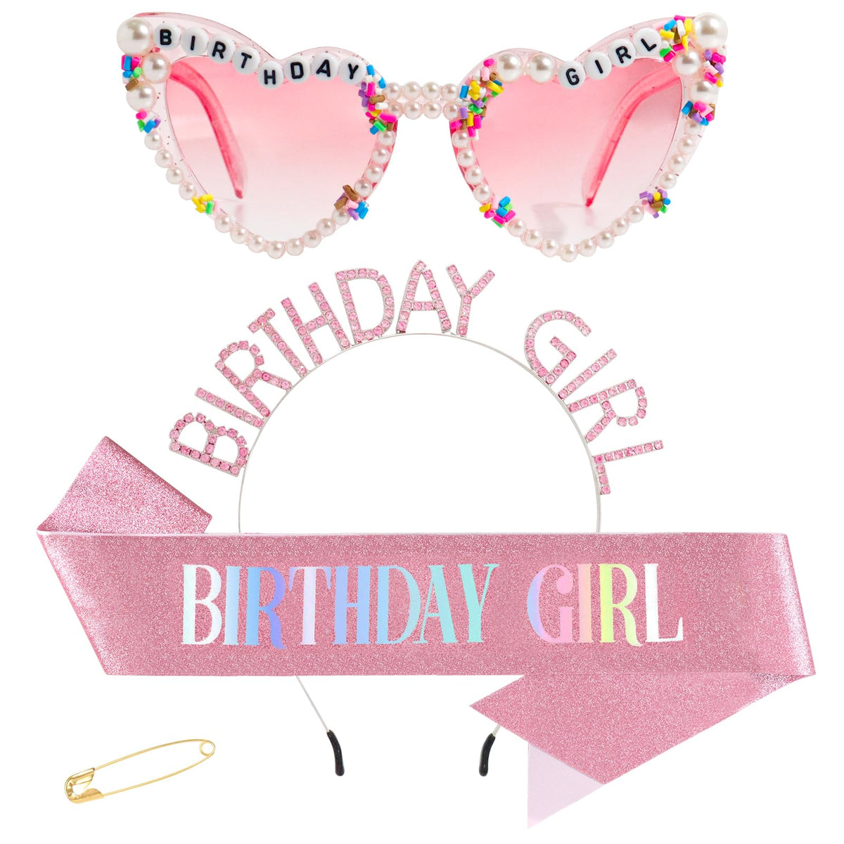 GZJINYUAN cinta de cumpleaños rosa para destacar en la fiesta