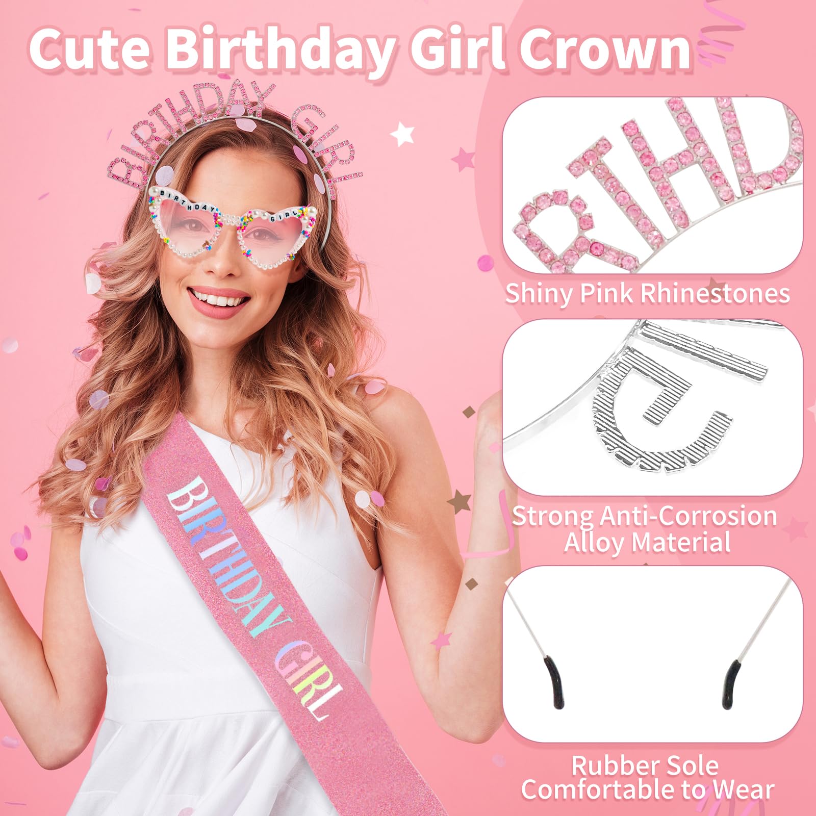 GZJINYUAN diadema rosa brillante y cómoda para peinados