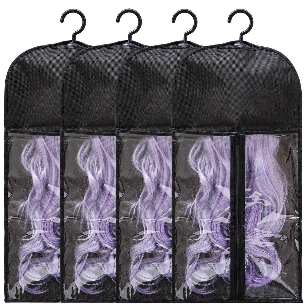 Hadwoer almacenamiento extensiones pelo 4-pack: organiza y protege las pelucas.
