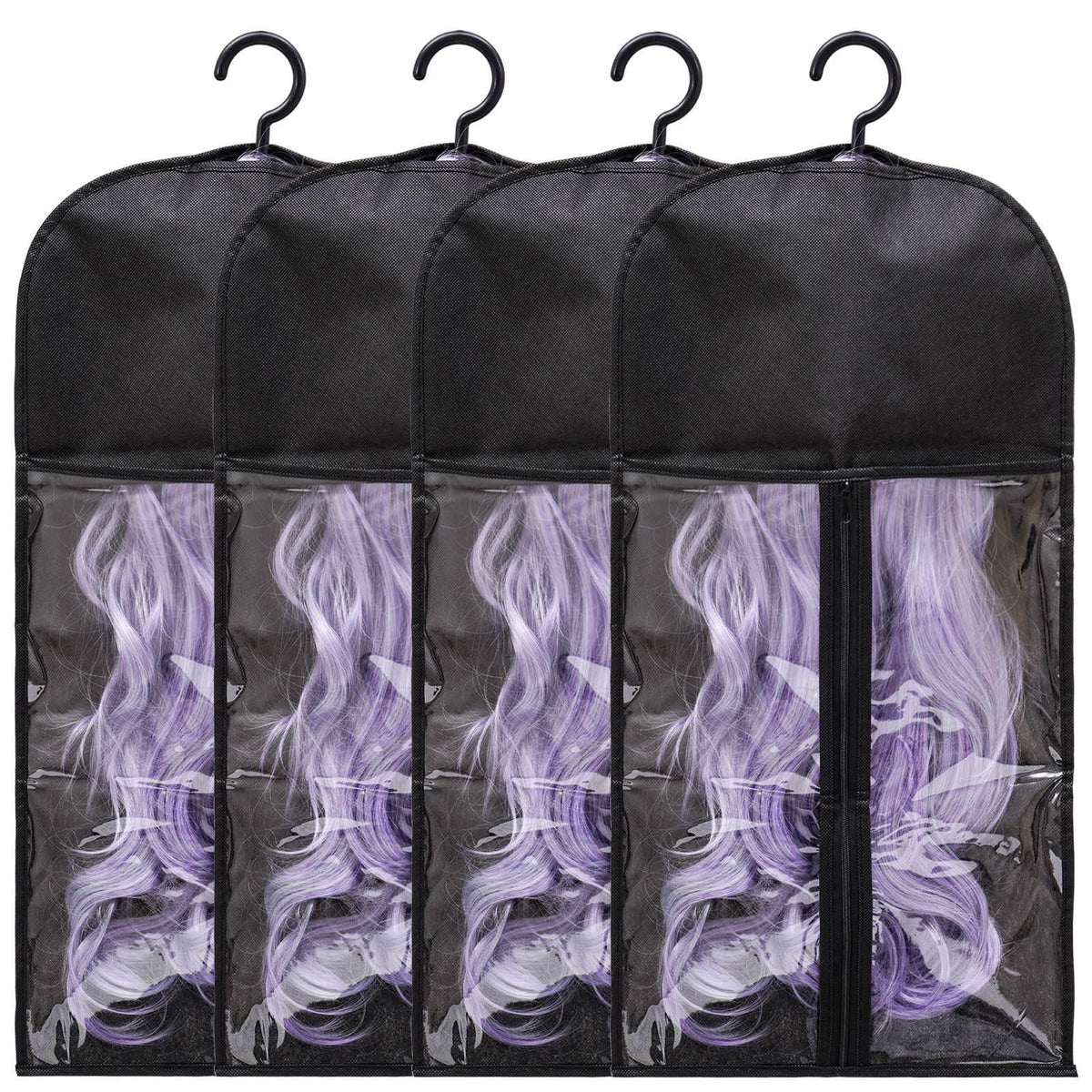 Hadwoer almacenamiento extensiones pelo 4-pack: organiza y protege las pelucas.