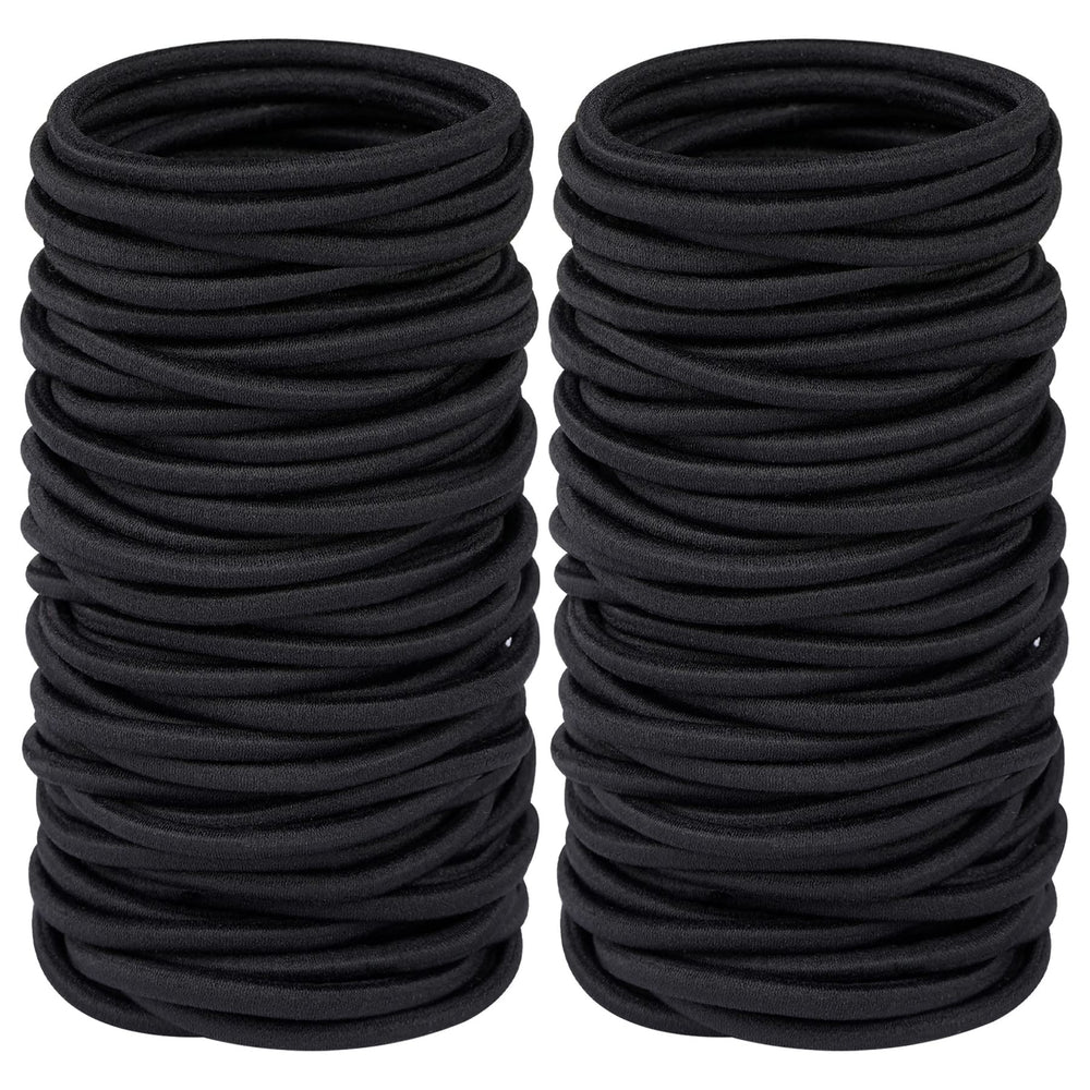 Ligas elásticas Hageolan negras en empaque de 120 piezas para uso diario.