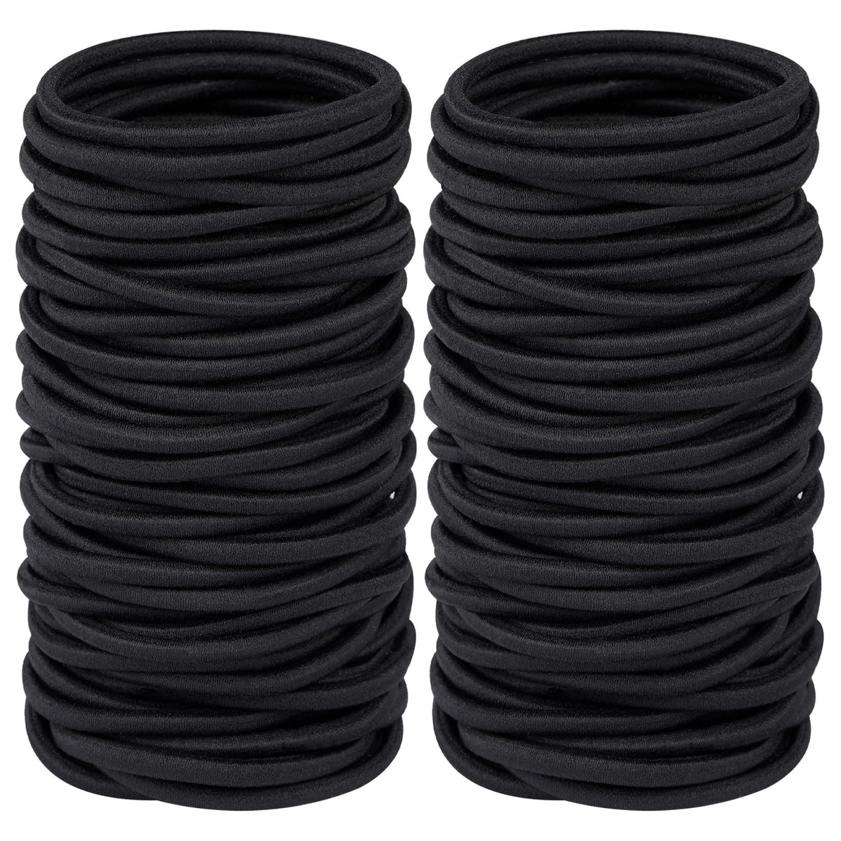 Ligas elásticas Hageolan negras en empaque de 120 piezas para uso diario.
