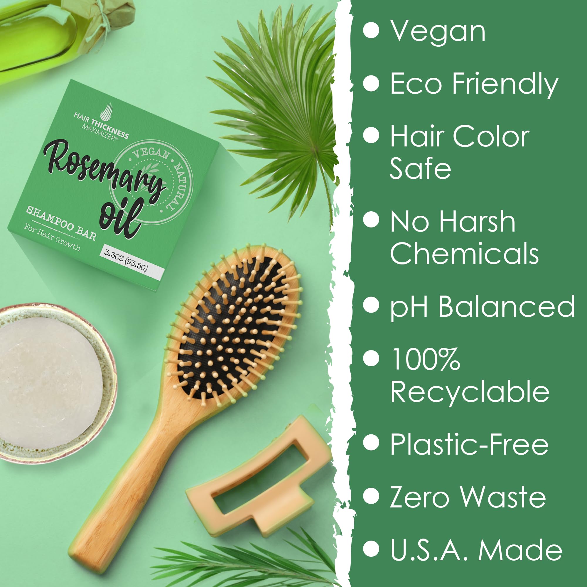 Hair Thickness Maximizer rosemary shampoo bar color-safe formula helps maintain vibrancy during use.