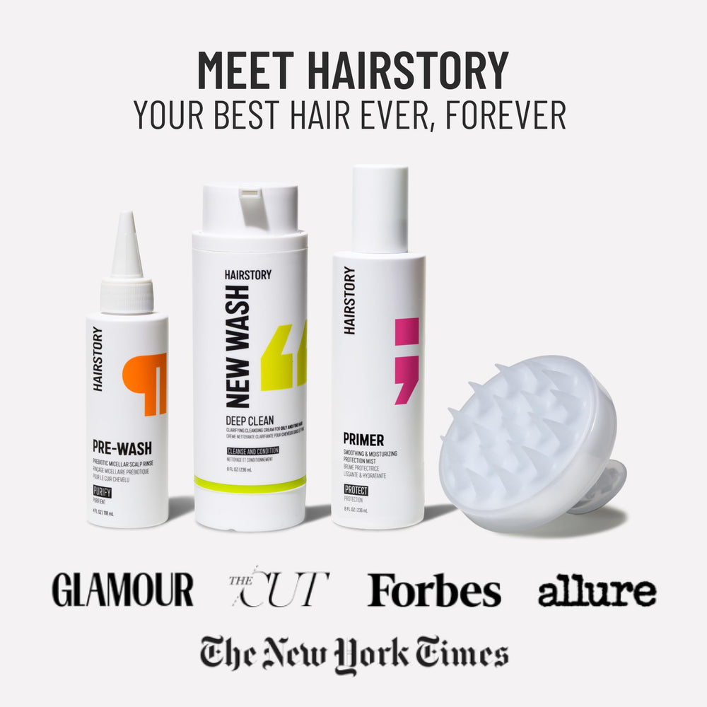 Hairstory New Wash Deep Clean refill bottle packaging for sustainability