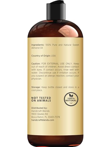 Handcraft Blends Aceite de Almendra Dulce, rápida absorción para piel y cabello.