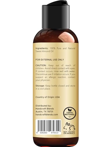 Handcraft Blends Aceite de Almendra Dulce, uso en cabello para brillo suave