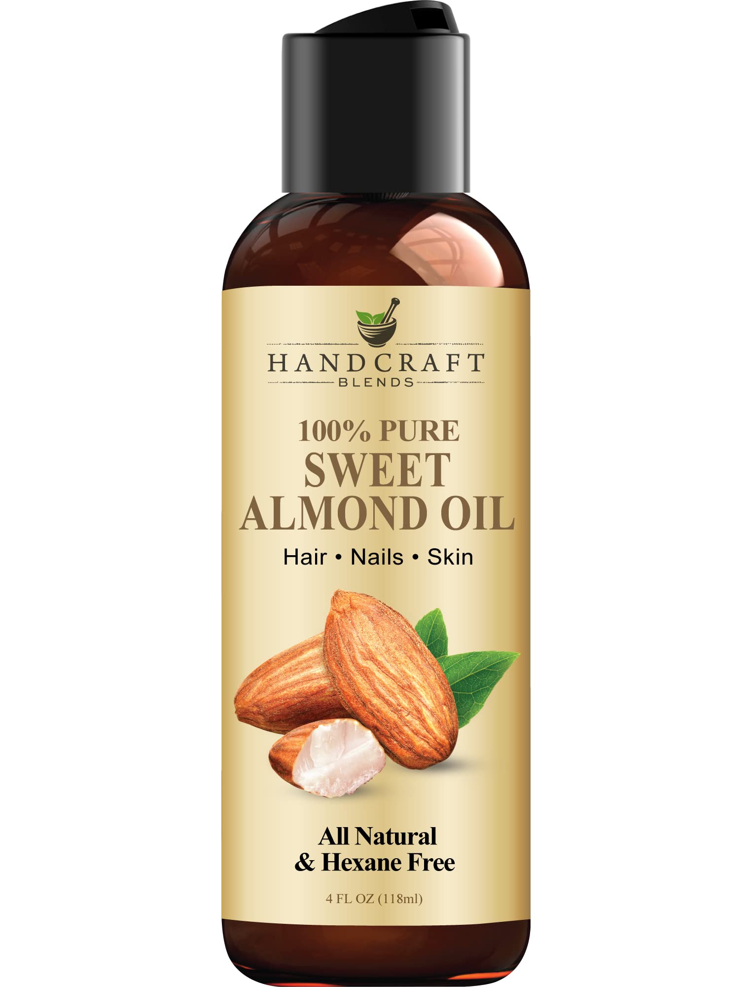 Handcraft Blends Aceite de Almendra Dulce, botella 4 oz para piel suave
