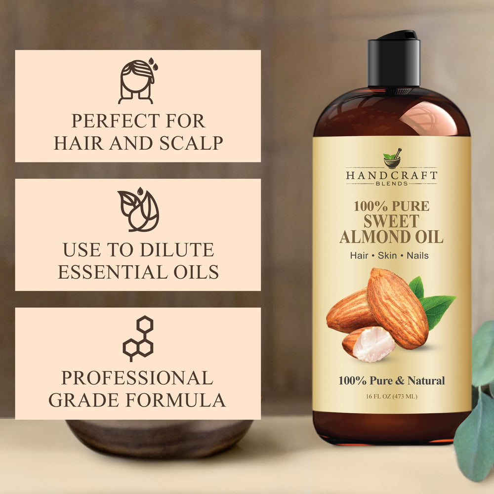 Handcraft Blends Aceite de Almendra Dulce, uso en cabello para brillo ligero.