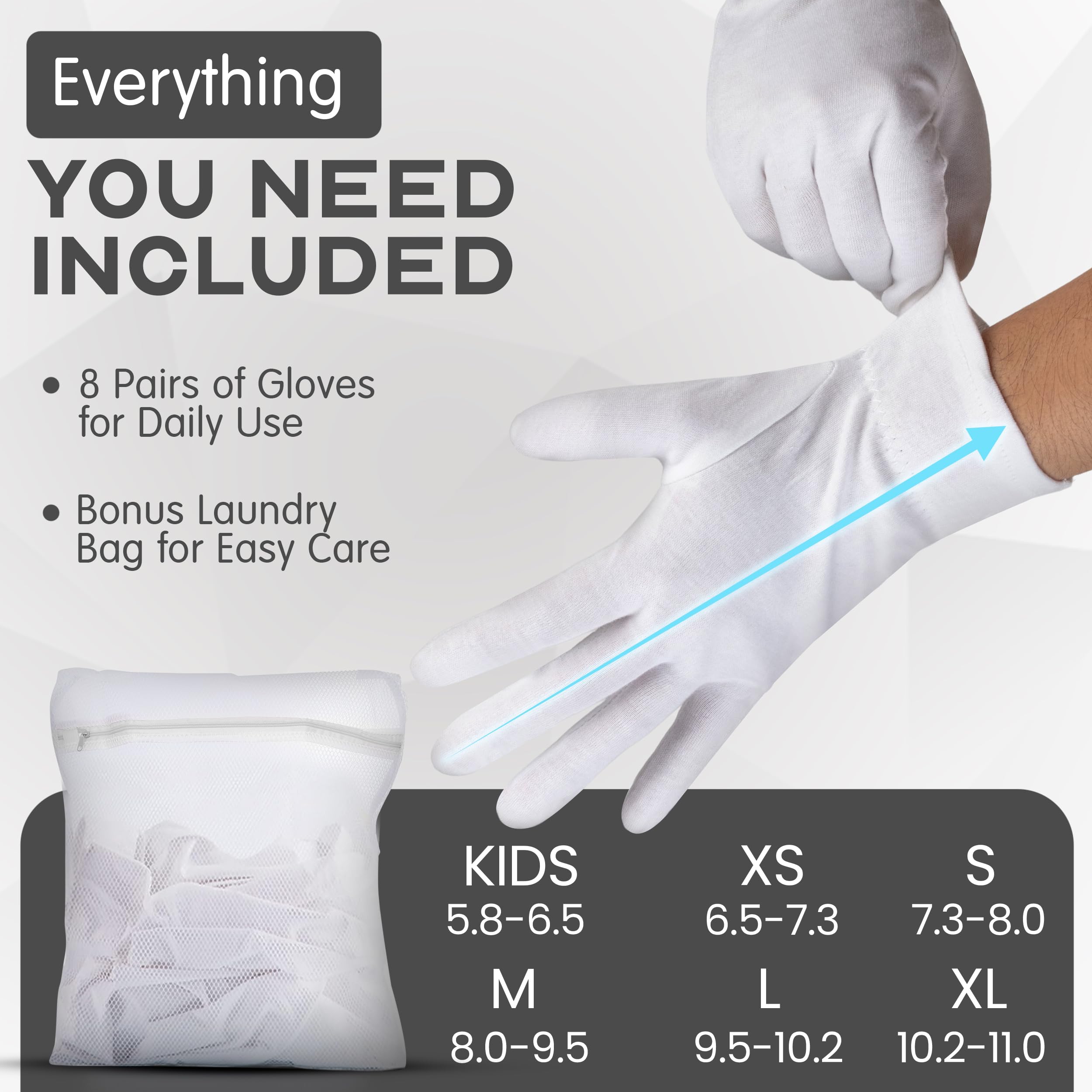 HandsAllright bolsa de lavado incluida para proteger los guantes en la lavadora.