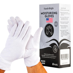 HandsAllright guantes algodón blancos para dormir, mantienen la hidratación de las manos durante la noche.
