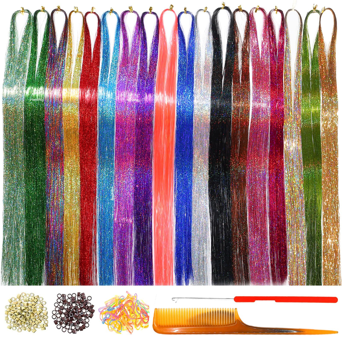 HandWig kit de lentejuelas para cabello, ideal para peinados creativos.