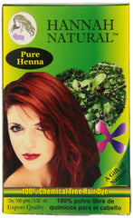 Hannah Natural Polvo de Henna 100 g para color y acondicionamiento natural del cabello.