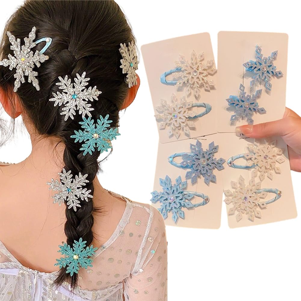 Pinza Hansamu copo de nieve azul blanco para el cabello, ideal para fiestas