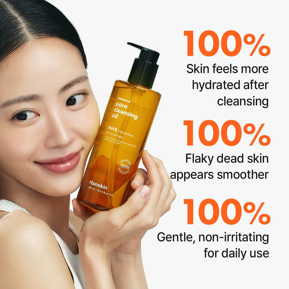 Hanskin AHA Pore Cleansing Oil, árbol de té y jojoba nutren la piel