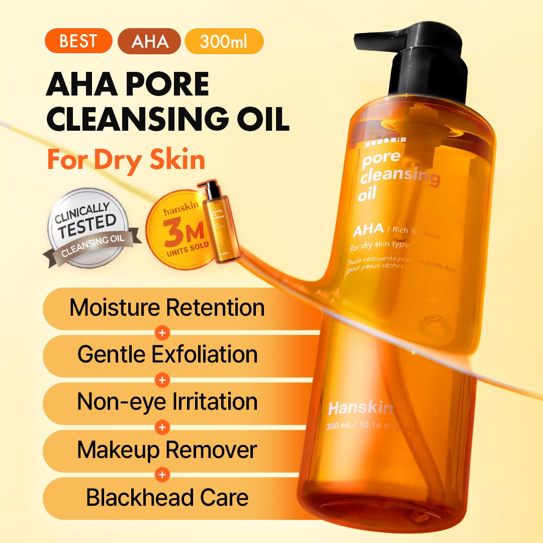 Hanskin AHA Pore Cleansing Oil, desmaquilla maquillaje resistente sin irritar ojos