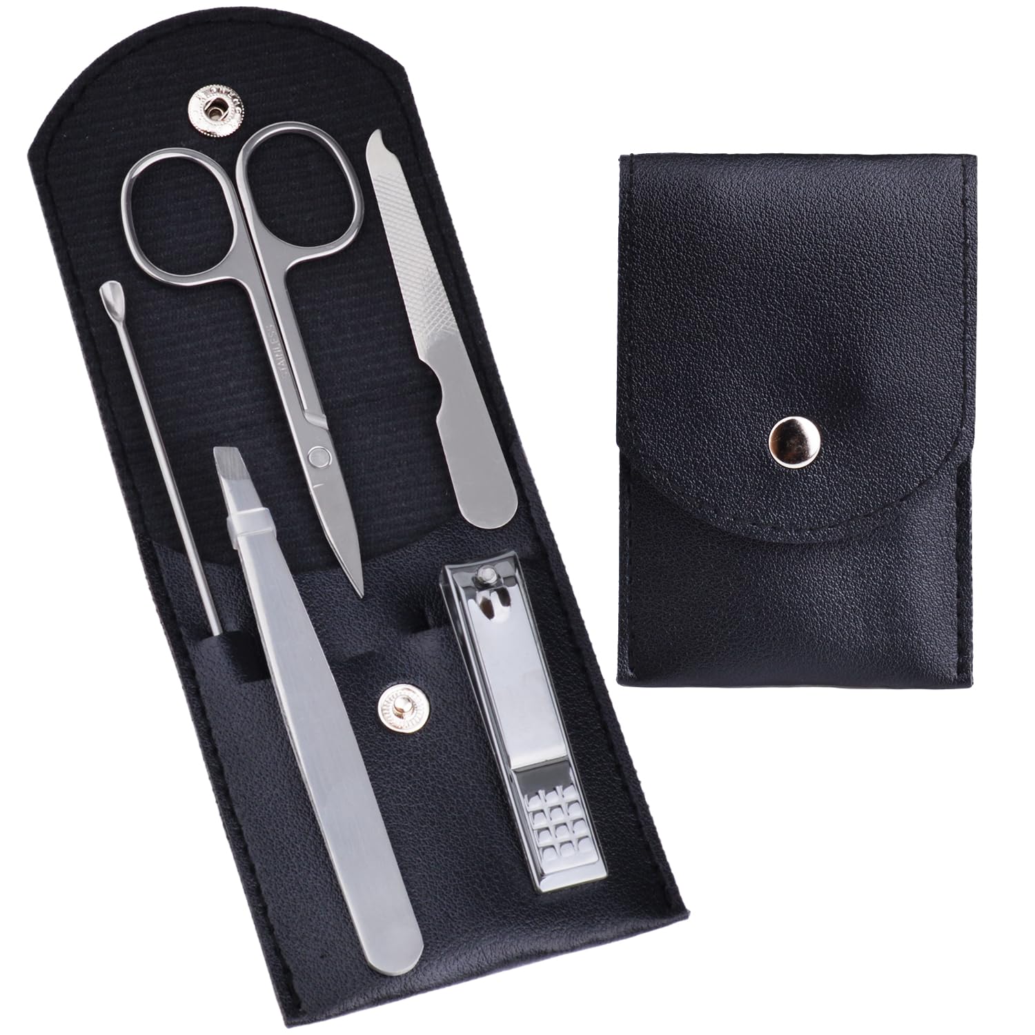 Set de manicura HANTEKAS con estuche de cuero sintético, organización y estilo para viajar
