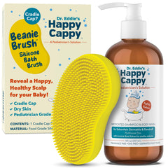 Happy Cappy: botella de champú medicado para bebé, limpieza suave y delicada.