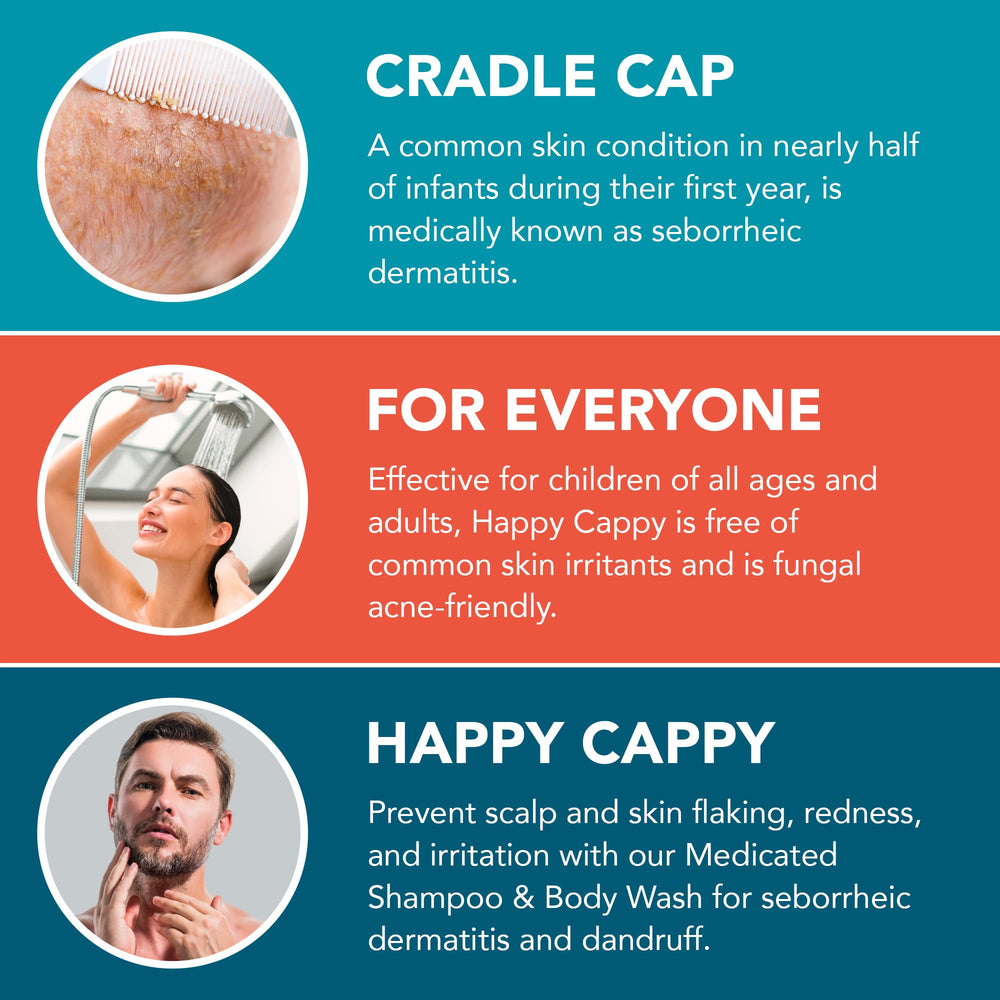 Happy Cappy: conjunto de cuidado para bebé, champú y cepillo para cuidado diario.