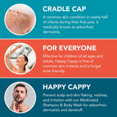 Happy Cappy: conjunto de cuidado para bebé, champú y cepillo para cuidado diario.