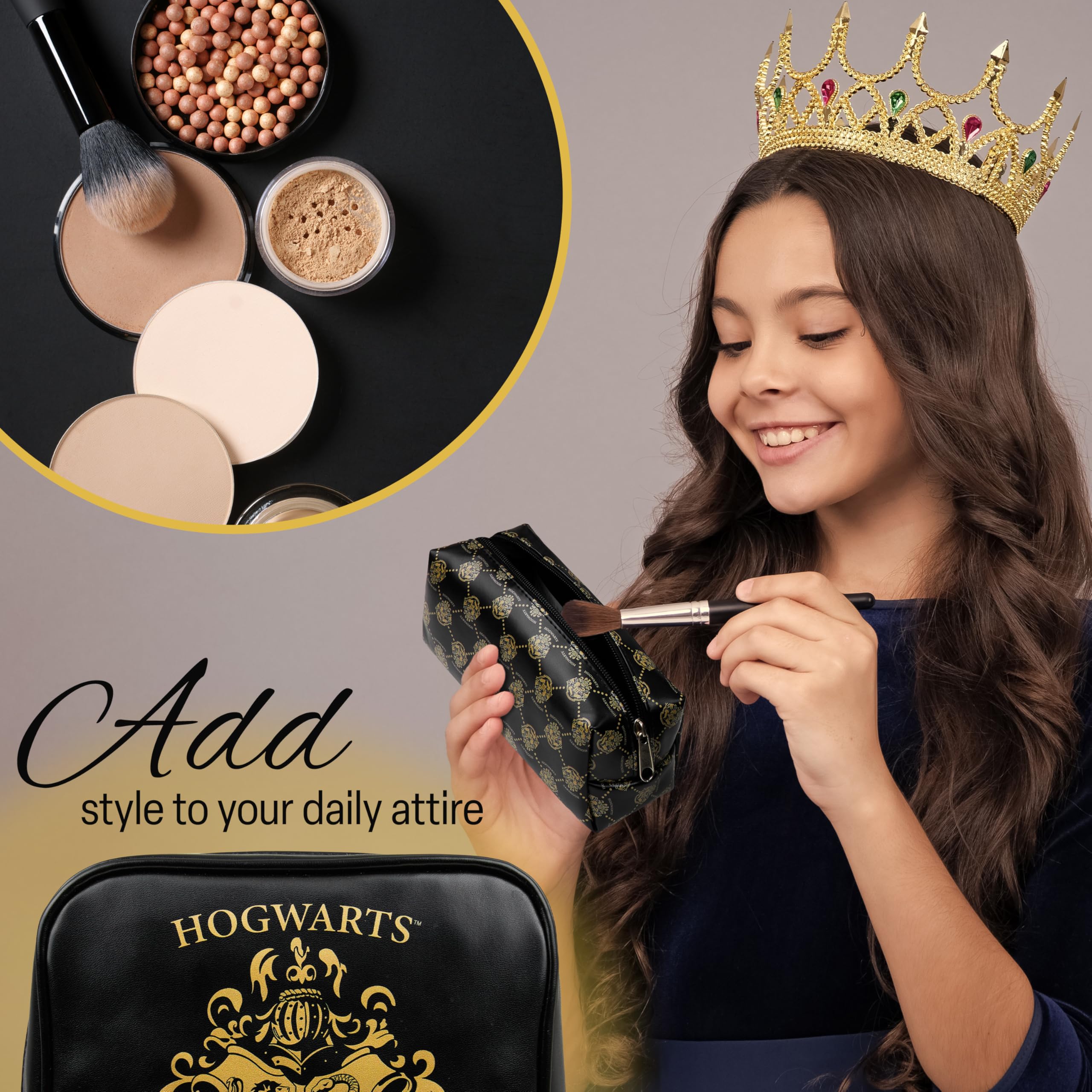 Harry Potter bolso maquillaje pequeño perfecto para geles, lápices y artículos de viaje.