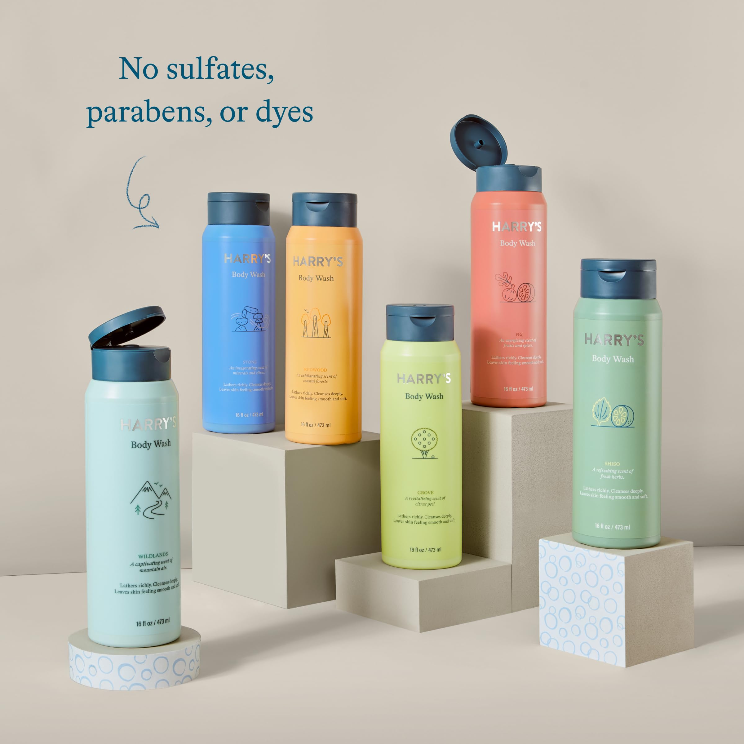 Harry's 3-pack display showing value and convenience for daily showers.