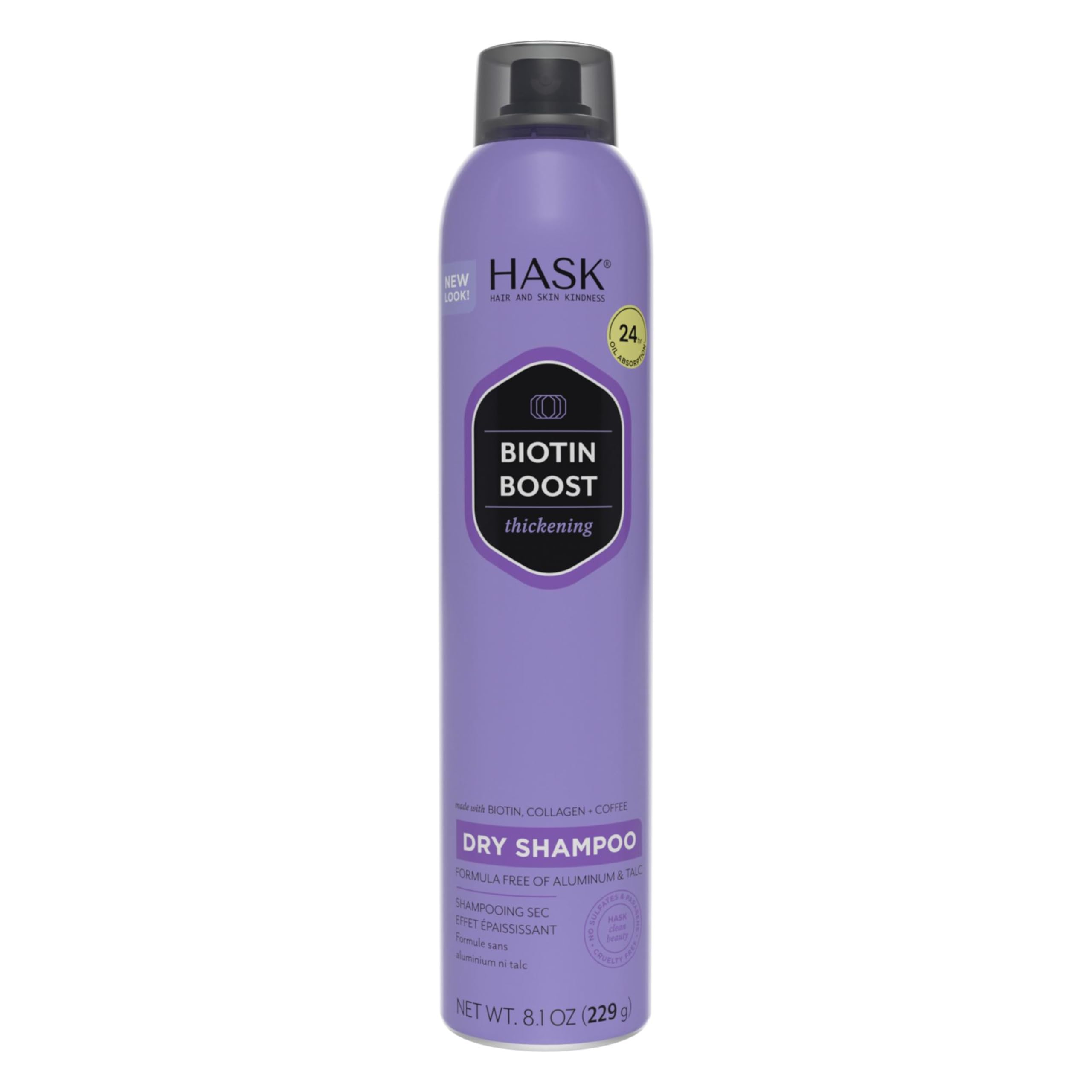 HASK Biotin Boost thickening dry shampoo bottle front for instant root volume