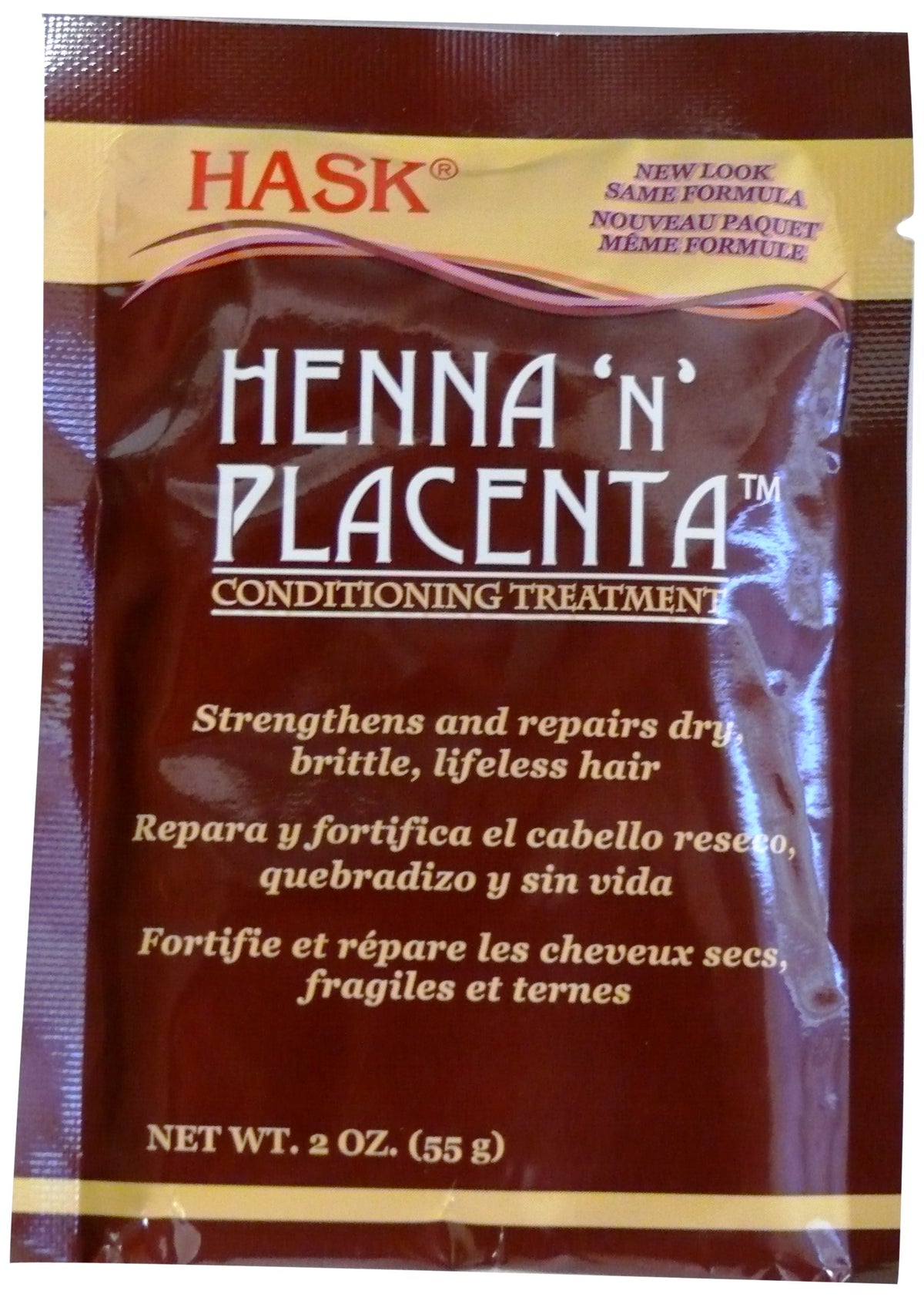 HASK Henna y Placenta Acondicionador 59 ml, botella, para cabello más suave y manejable.