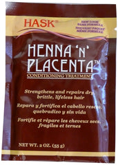 HASK Henna y Placenta Acondicionador 59 ml, botella, para cabello más suave y manejable.