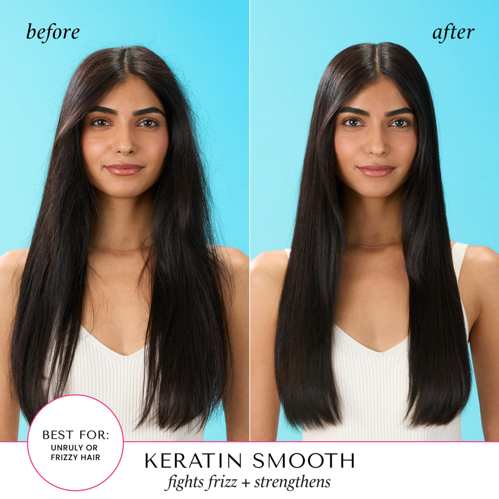 Etiqueta frontal de HASK Keratina con aroma frutal.