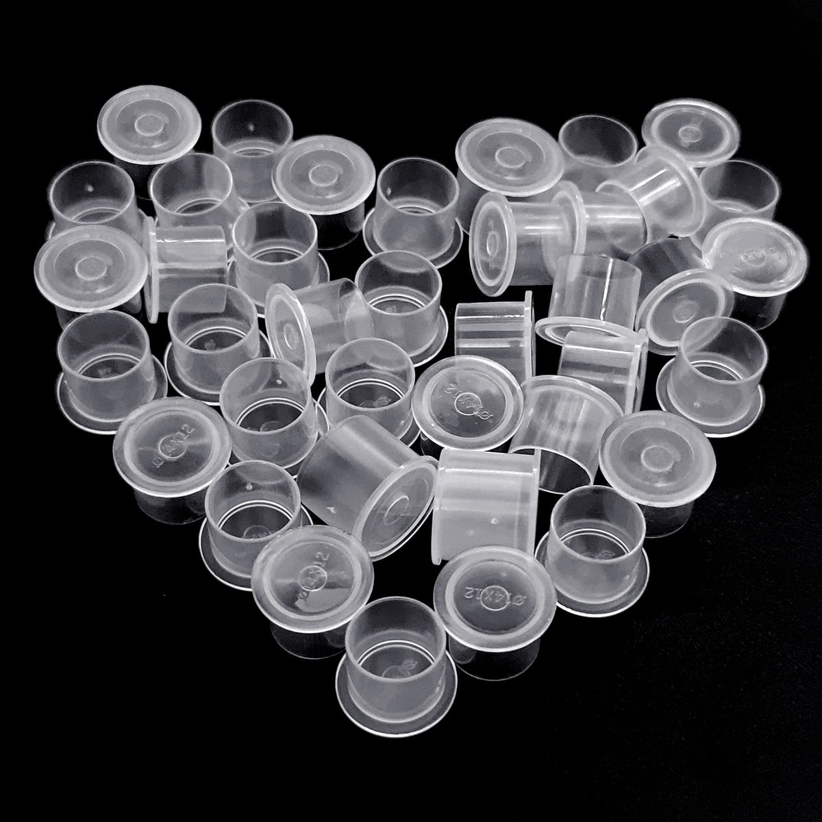 Tazas de tinta Hatonseyan 14 mm con base plástica para evitar derrames.