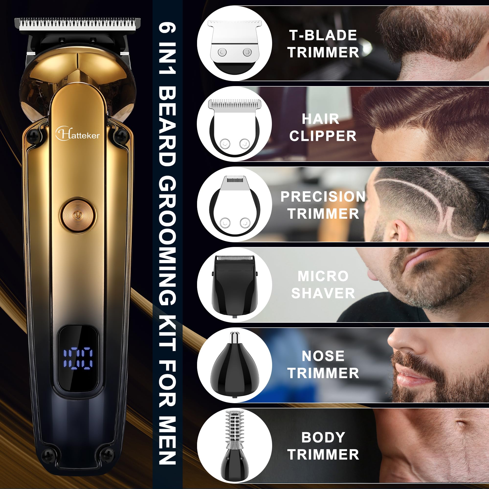 Hatteker recortadora de pelo con peines guía para distintos largos