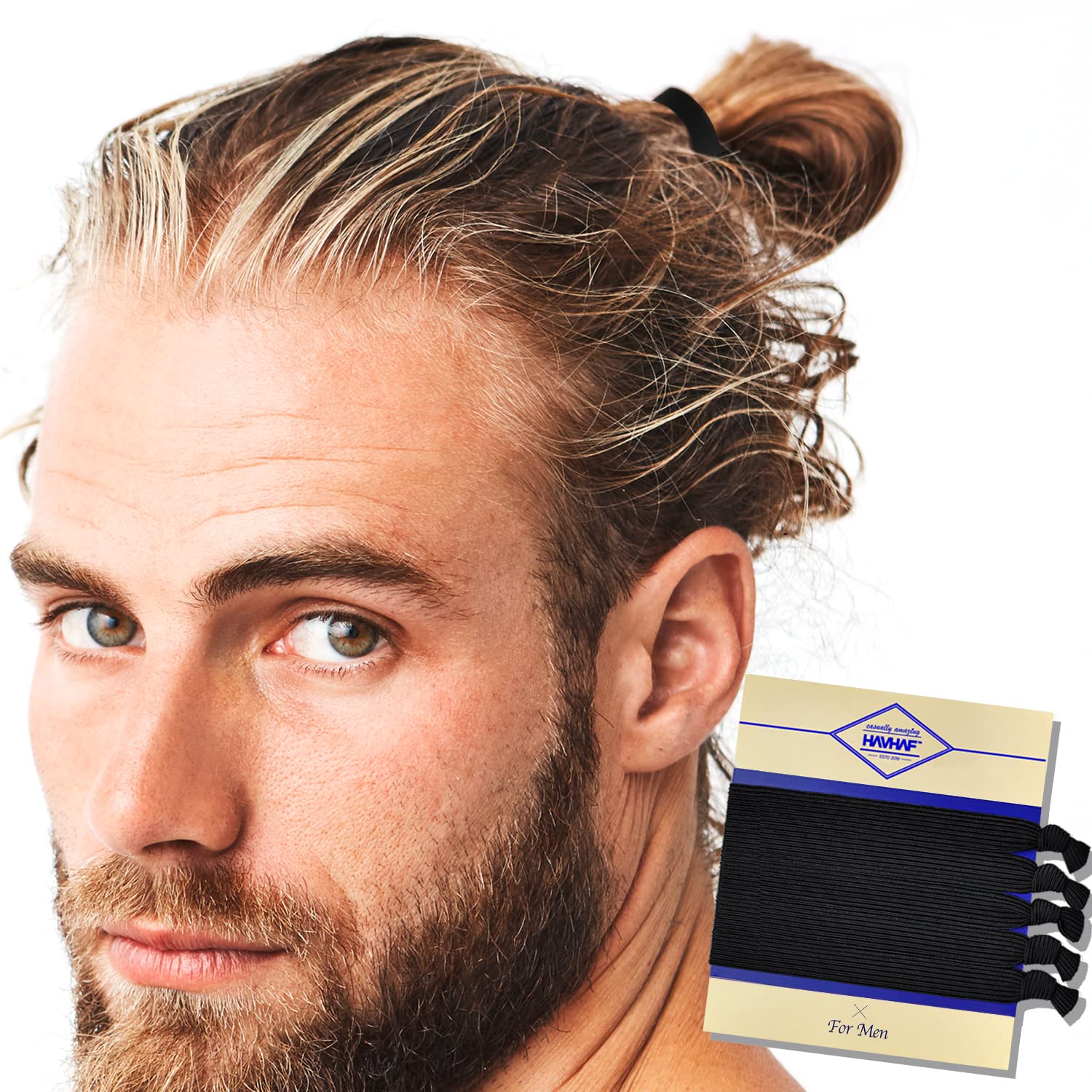 HAVHAF nudos-pasadores para cabello masculino negro, 5 piezas, evitan marcas.
