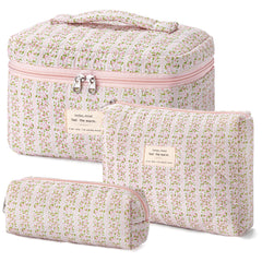 HBselect bolsa de maquillaje acolchada con estampado floral, ideal para organizar en casa.