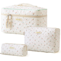 HBselect bolsa de maquillaje acolchada grande con diseño floral, ideal para viaje.