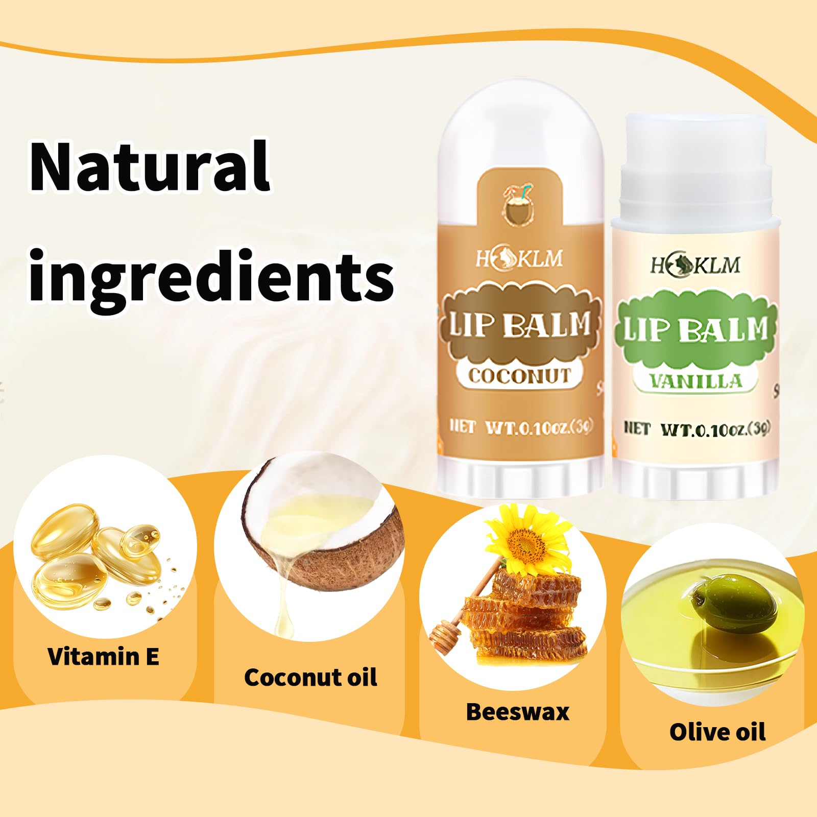 HCKLM mini lip balm vanilla flavor nourishes dry lips on the go.